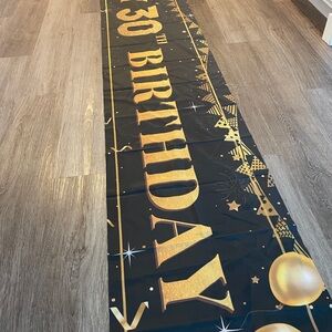 30th Birthday Banner in Black and Gold